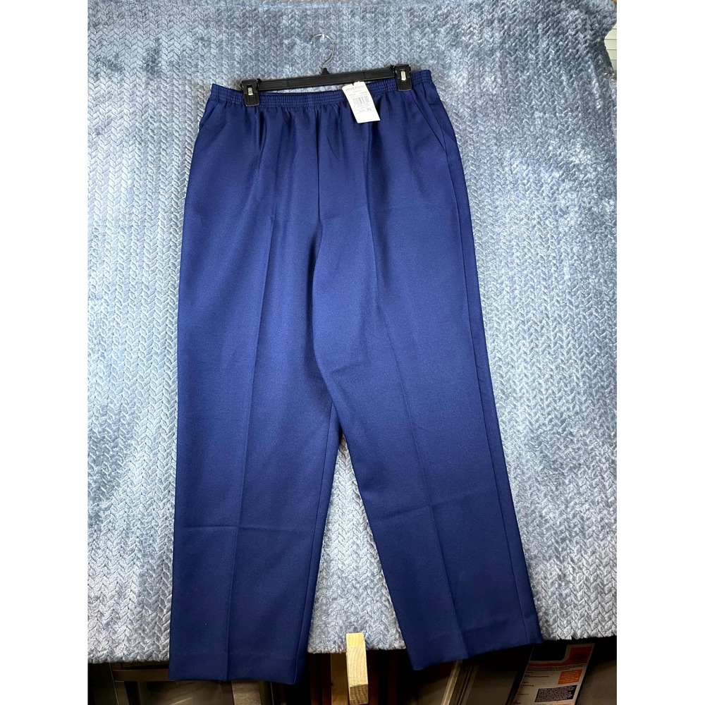 Alfred Dunner Ankle Pants Womens 20 Blue Formal Business Straight Elastic Waist